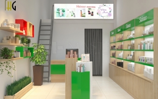 Thiết kế shop mỹ phẩm gần gũi với thiên nhiên